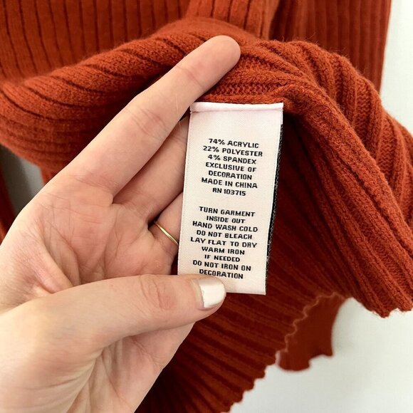 Nanette Nanette Lepore orange coral square neckline sweater pearl women size L - Picture 6 of 6